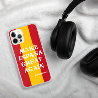 Carcasa transparente iPhone® Make España Great Again con bandera grande