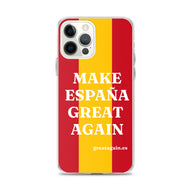 Carcasa transparente iPhone® Make España Great Again con bandera grande