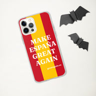 Carcasa transparente iPhone® Make España Great Again con bandera grande