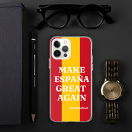 Carcasa transparente iPhone® Make España Great Again con bandera grande