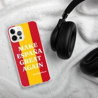 Carcasa transparente iPhone® Make España Great Again con bandera grande