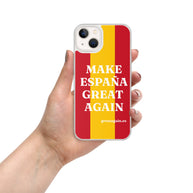 Carcasa transparente iPhone® Make España Great Again con bandera grande