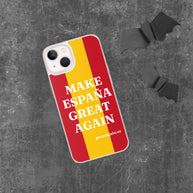 Carcasa transparente iPhone® Make España Great Again con bandera grande