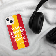 Carcasa transparente iPhone® Make España Great Again con bandera grande