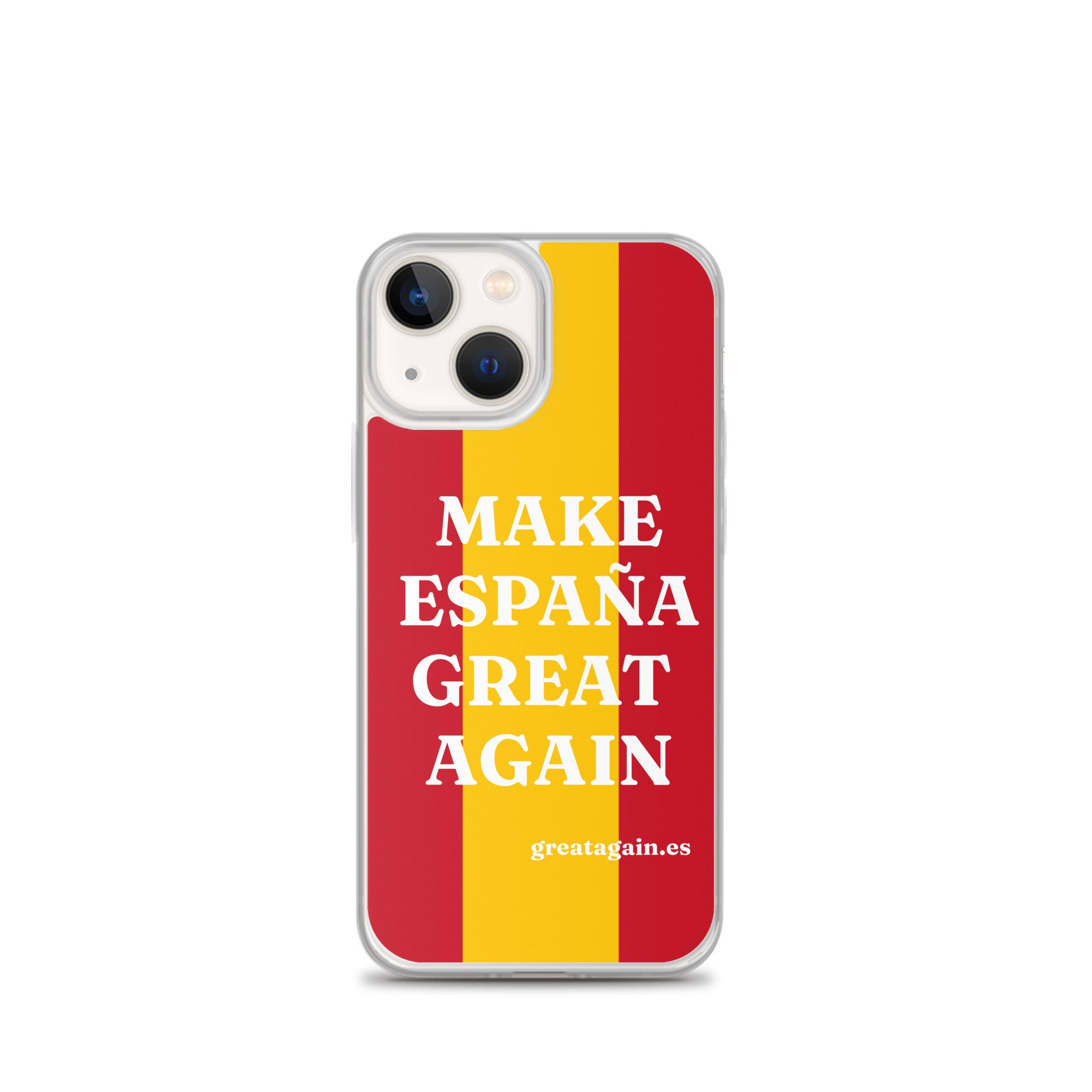 Carcasa transparente iPhone® Make España Great Again con bandera grande