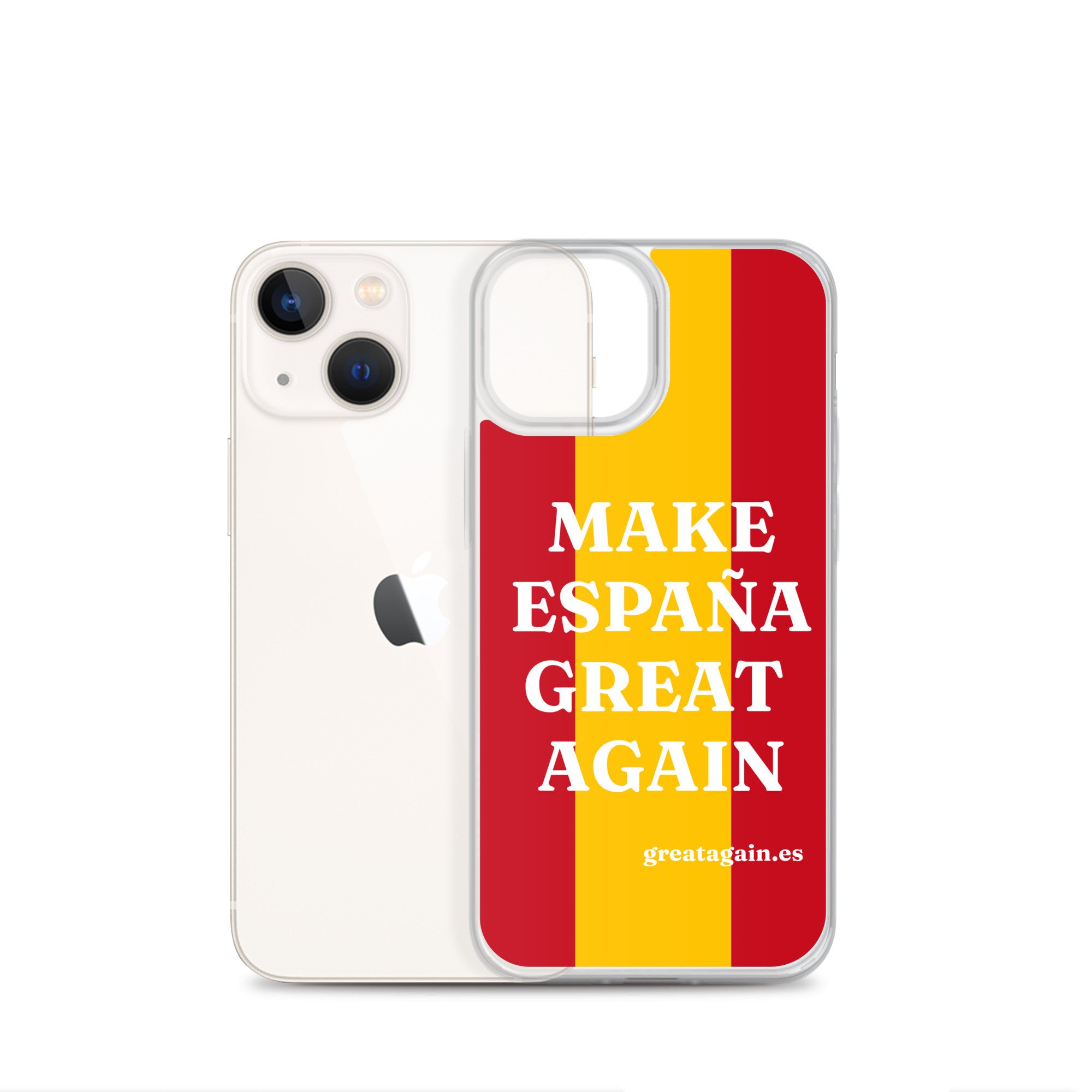 Carcasa transparente iPhone® Make España Great Again con bandera grande