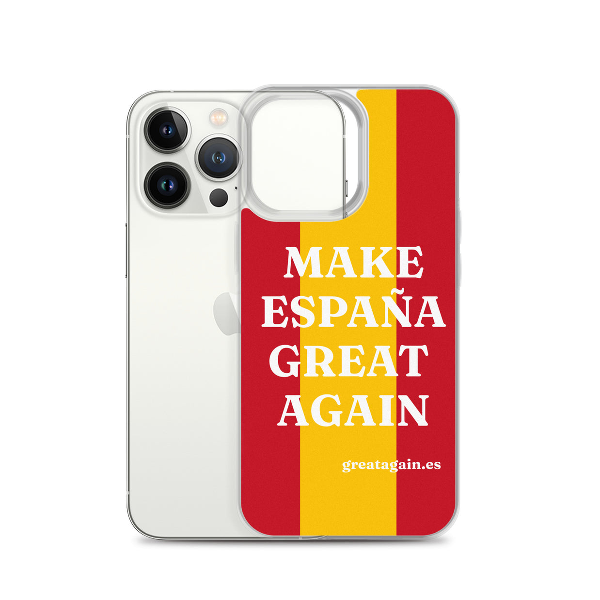 Carcasa transparente iPhone® Make España Great Again con bandera grande