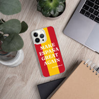 Carcasa transparente iPhone® Make España Great Again con bandera grande