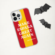 Carcasa transparente iPhone® Make España Great Again con bandera grande