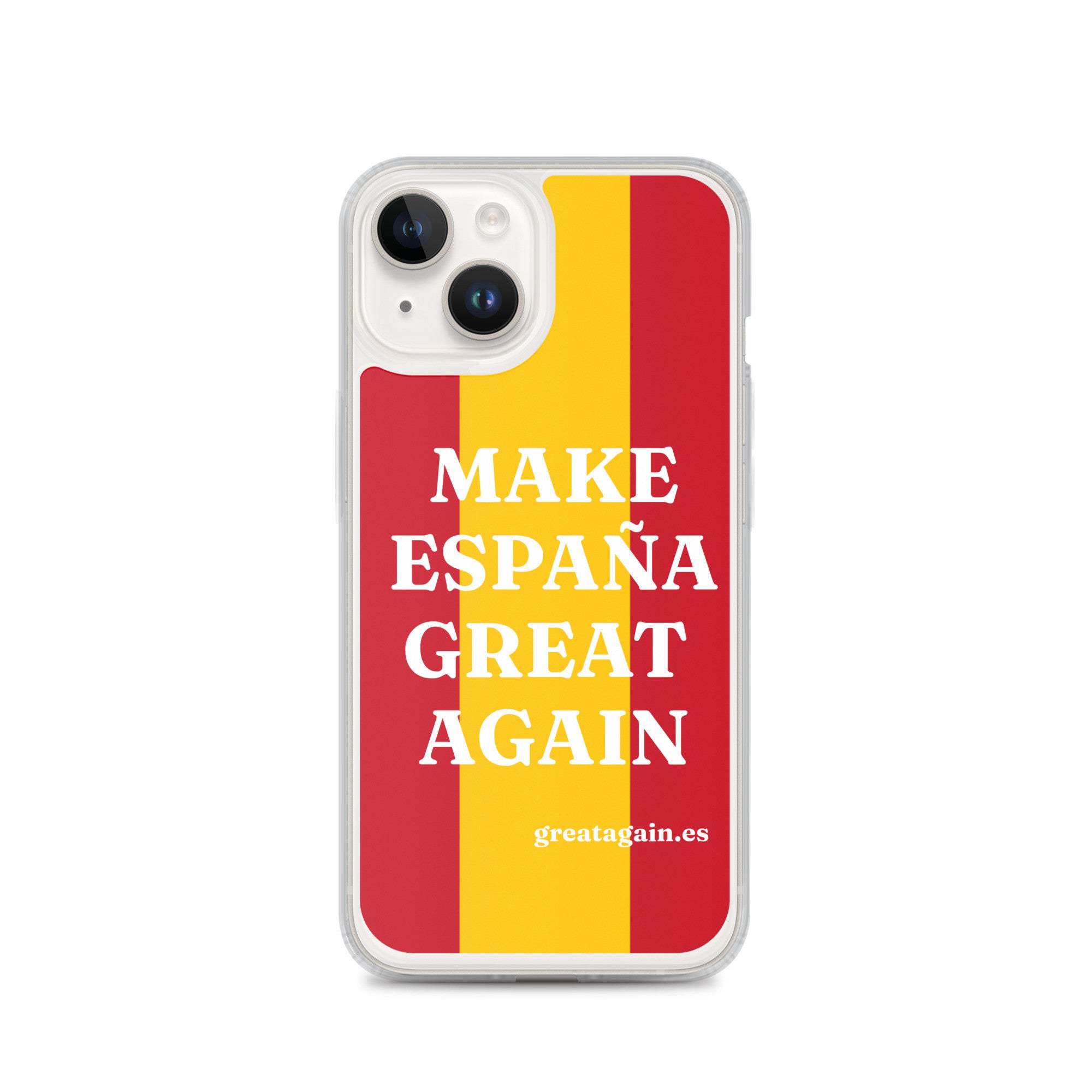 Carcasa transparente iPhone® Make España Great Again con bandera grande