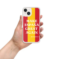 Carcasa transparente iPhone® Make España Great Again con bandera grande