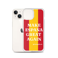 Carcasa transparente iPhone® Make España Great Again con bandera grande