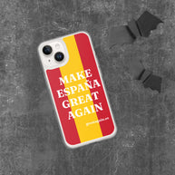 Carcasa transparente iPhone® Make España Great Again con bandera grande