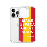 Carcasa transparente iPhone® Make España Great Again con bandera grande