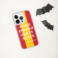 Carcasa transparente iPhone® Make España Great Again con bandera grande