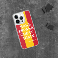 Carcasa transparente iPhone® Make España Great Again con bandera grande