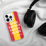 Carcasa transparente iPhone® Make España Great Again con bandera grande
