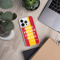 Carcasa transparente iPhone® Make España Great Again con bandera grande