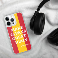 Carcasa transparente iPhone® Make España Great Again con bandera grande