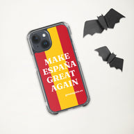 Carcasa transparente iPhone® Make España Great Again con bandera grande