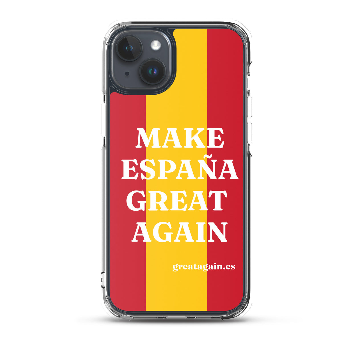 Carcasa transparente iPhone® Make España Great Again con bandera grande