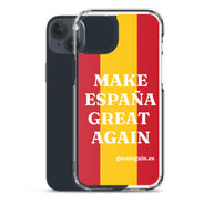 Carcasa transparente iPhone® Make España Great Again con bandera grande