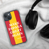 Carcasa transparente iPhone® Make España Great Again con bandera grande