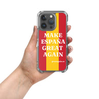 Carcasa transparente iPhone® Make España Great Again con bandera grande