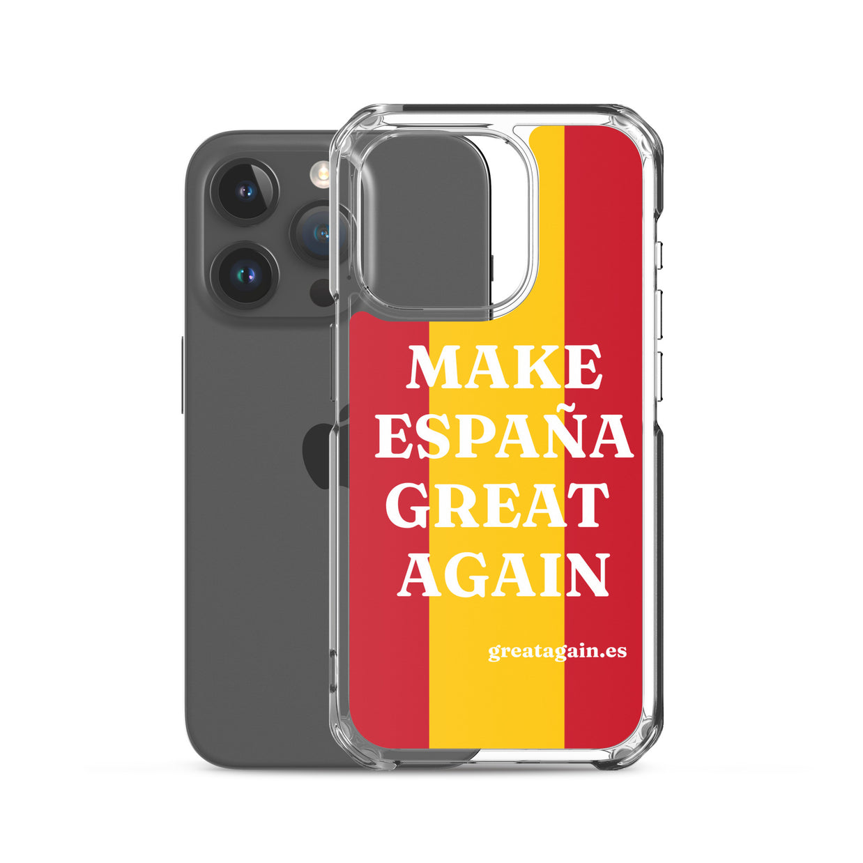Carcasa transparente iPhone® Make España Great Again con bandera grande