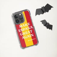 Carcasa transparente iPhone® Make España Great Again con bandera grande