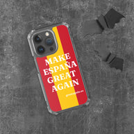 Carcasa transparente iPhone® Make España Great Again con bandera grande