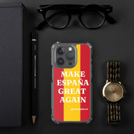 Carcasa transparente iPhone® Make España Great Again con bandera grande