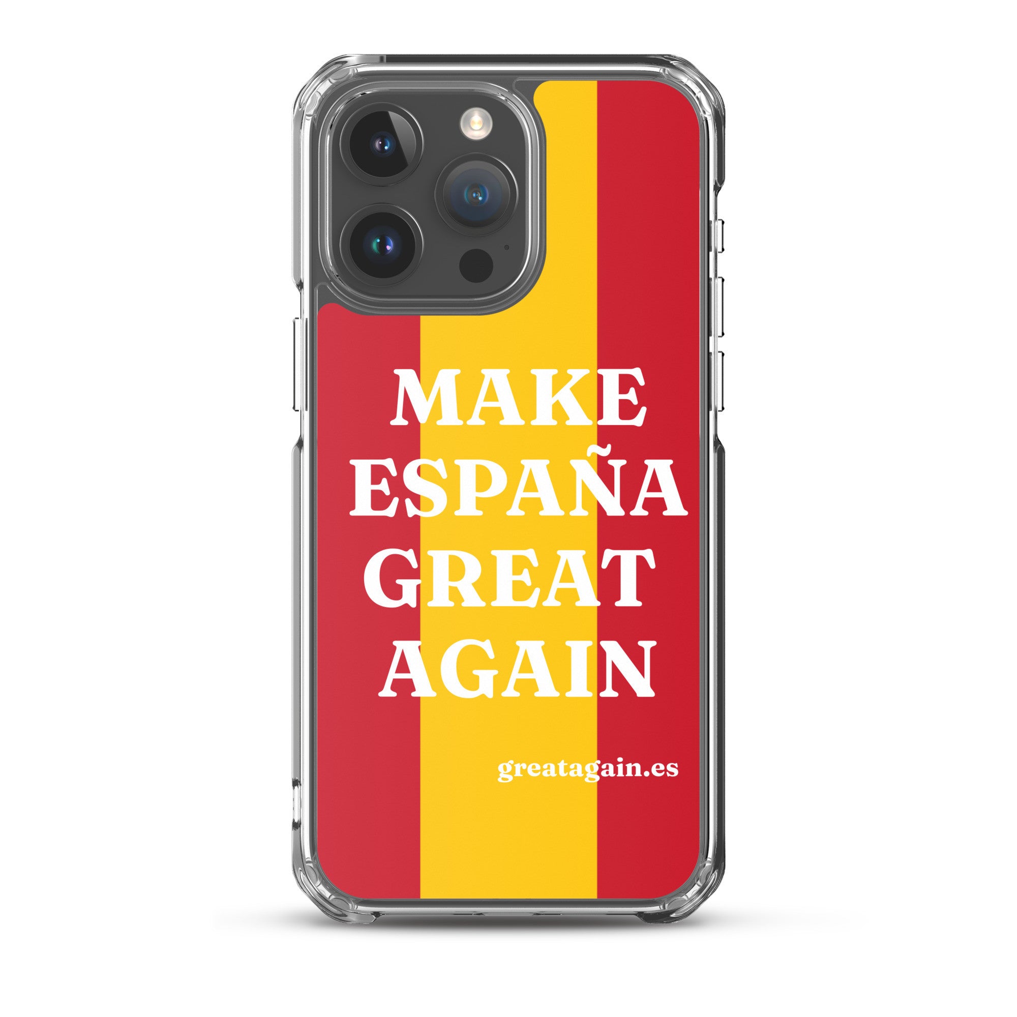 Carcasa transparente iPhone® Make España Great Again con bandera grande