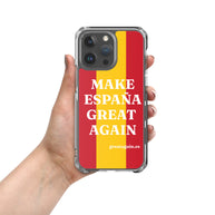 Carcasa transparente iPhone® Make España Great Again con bandera grande