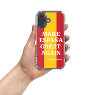 Carcasa transparente iPhone® Make España Great Again con bandera grande
