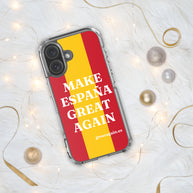 Carcasa transparente iPhone® Make España Great Again con bandera grande