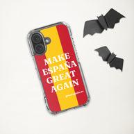 Carcasa transparente iPhone® Make España Great Again con bandera grande