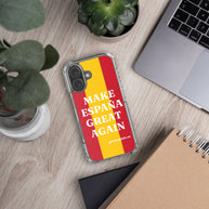 Carcasa transparente iPhone® Make España Great Again con bandera grande