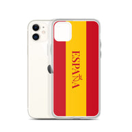 Carcasa transparente iPhone ESPAÑA con bandera y letra en rojo