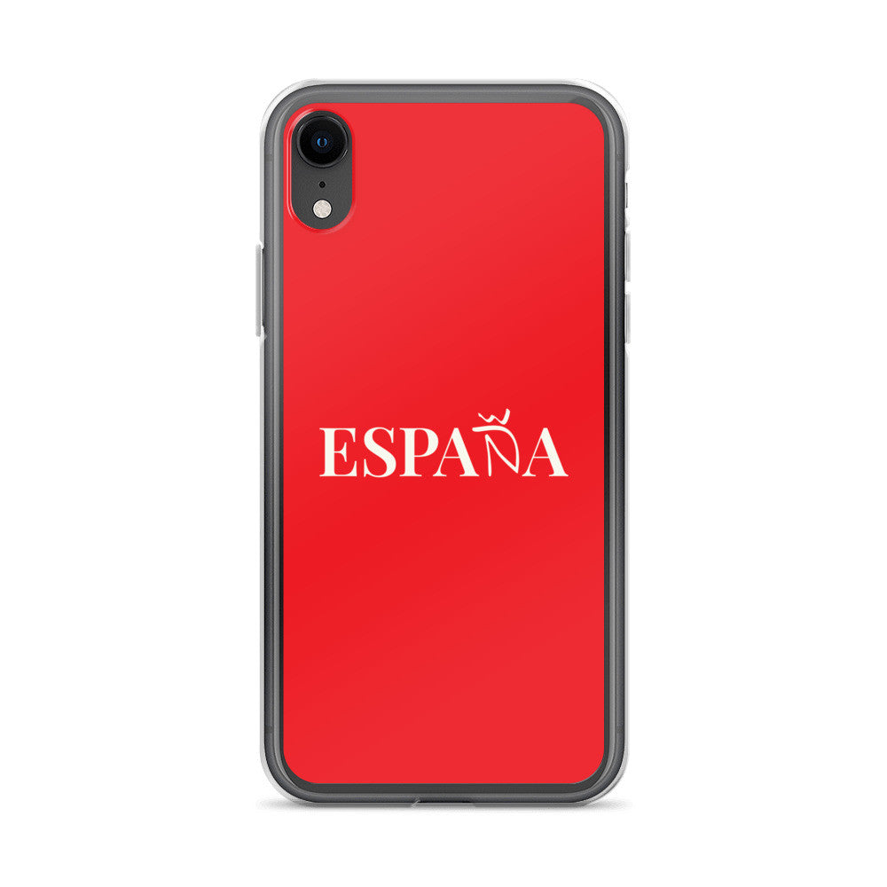 Carcasa transparente iPhone ESPAÑA de color rojo