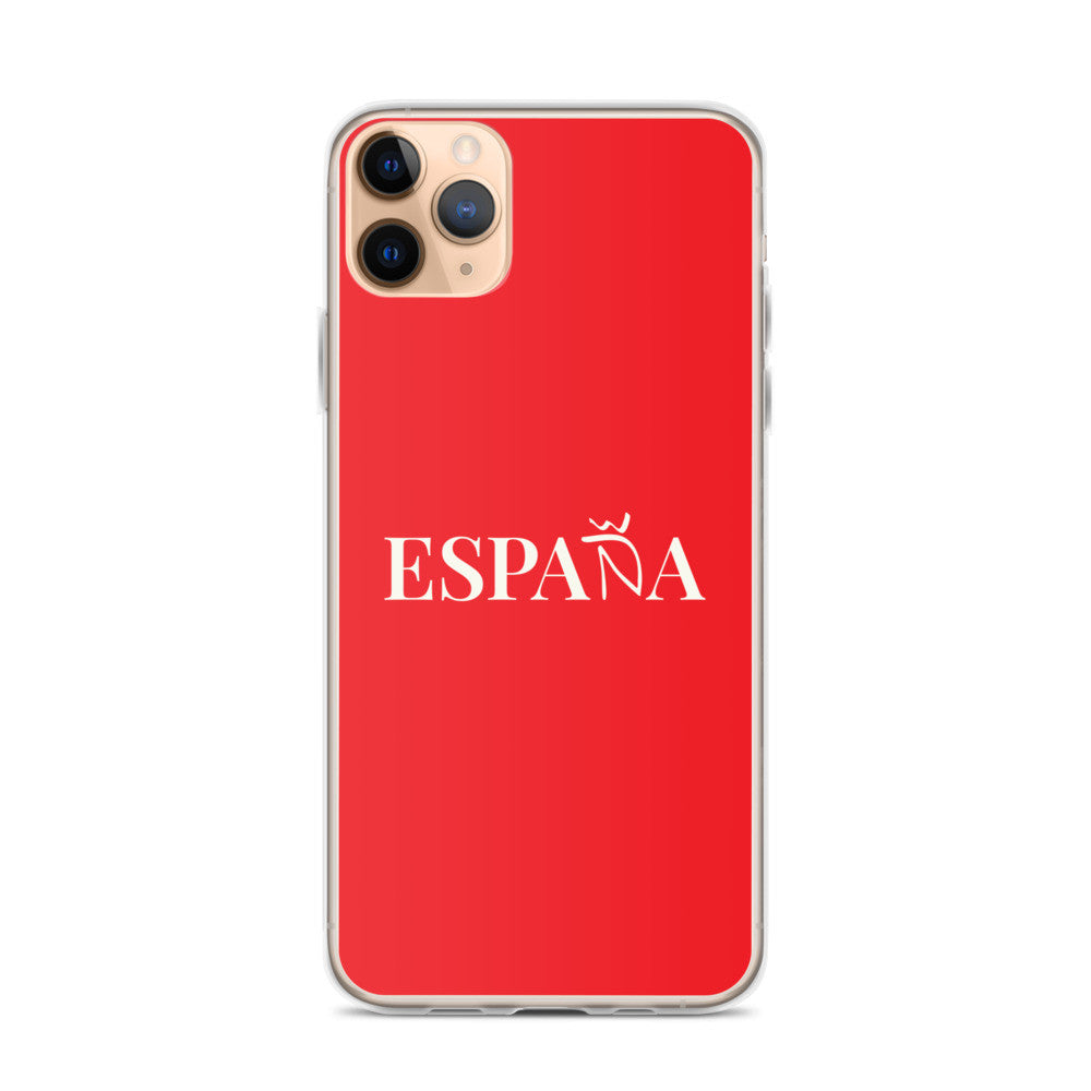 Carcasa transparente iPhone ESPAÑA de color rojo