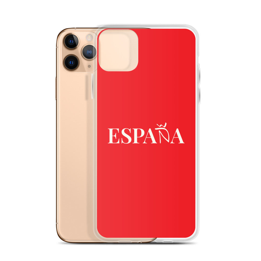 Carcasa transparente iPhone ESPAÑA de color rojo