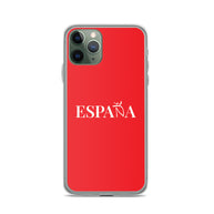 Carcasa transparente iPhone ESPAÑA de color rojo