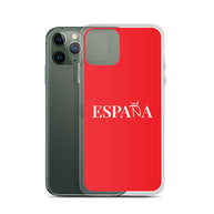 Carcasa transparente iPhone ESPAÑA de color rojo