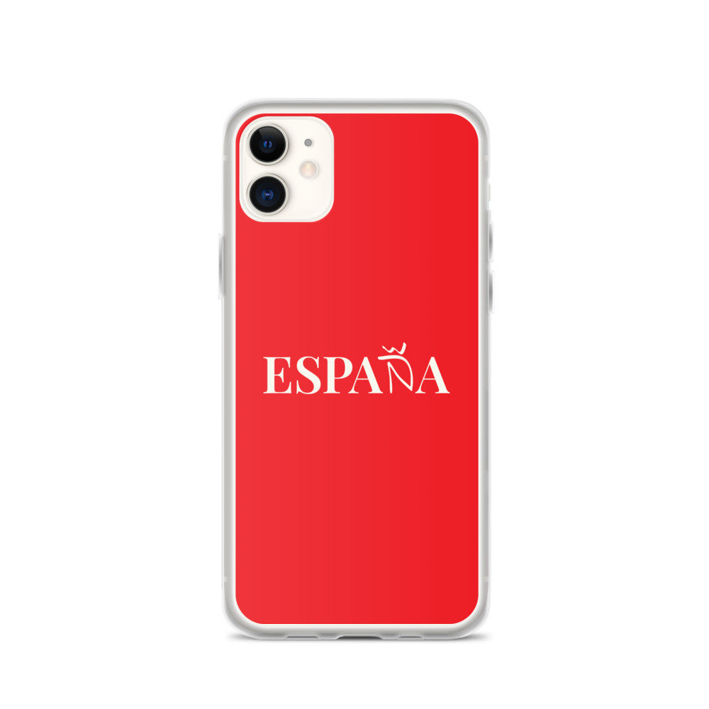 Carcasa transparente iPhone ESPAÑA de color rojo