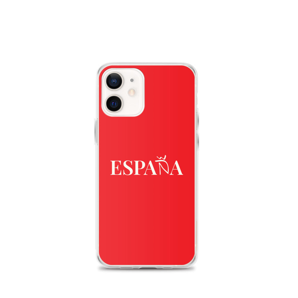 Carcasa transparente iPhone ESPAÑA de color rojo