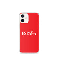 Carcasa transparente iPhone ESPAÑA de color rojo