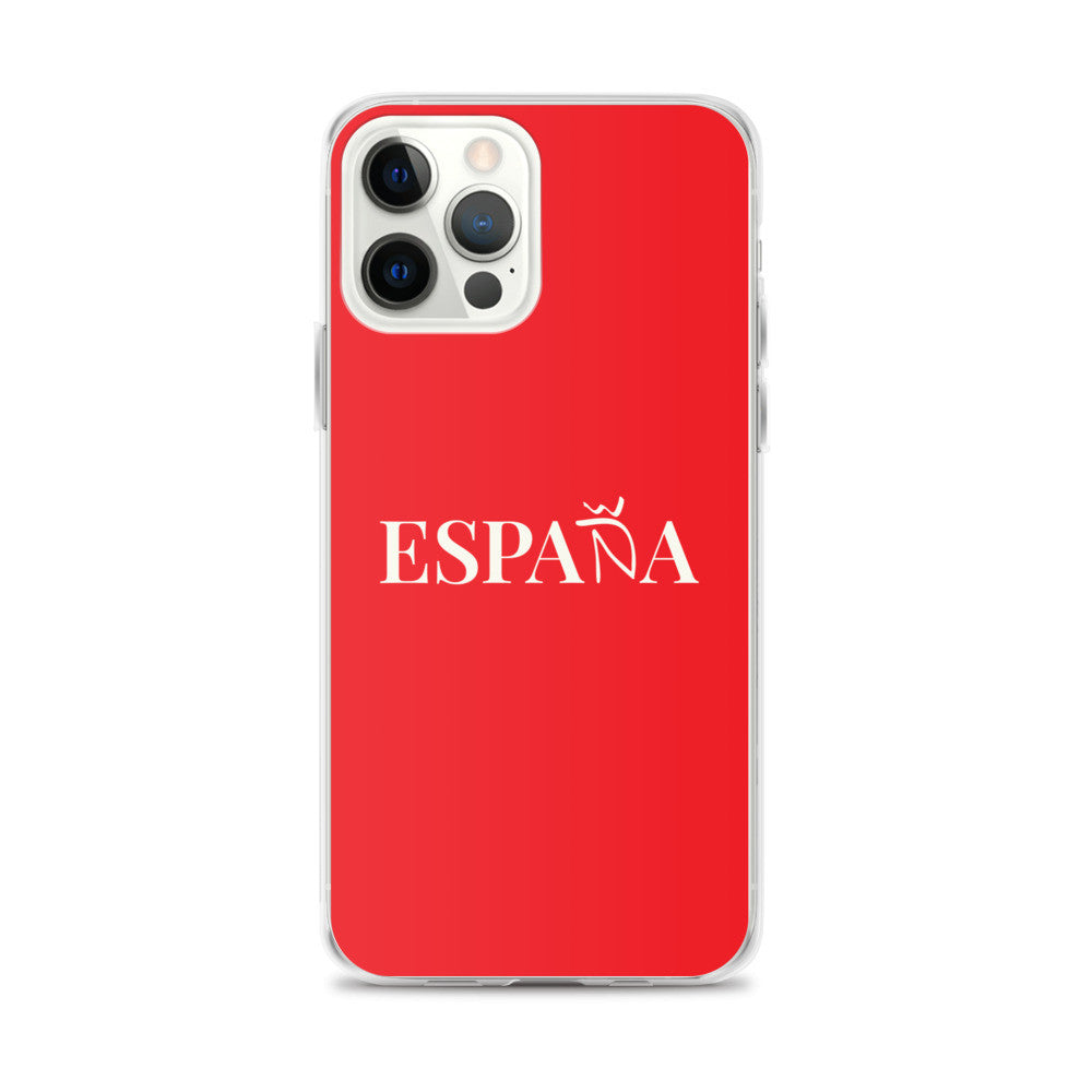 Carcasa transparente iPhone ESPAÑA de color rojo
