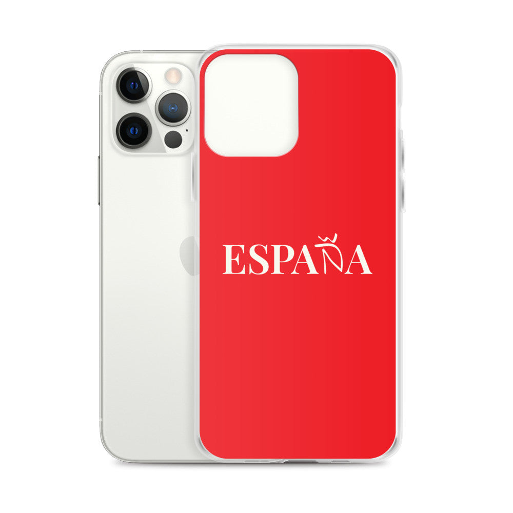 Carcasa transparente iPhone ESPAÑA de color rojo