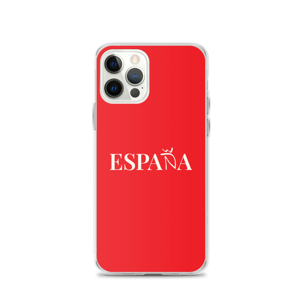Carcasa transparente iPhone ESPAÑA de color rojo